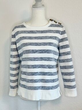 Talbots 100% Cotton Stripe Sweatshirt, Size MP